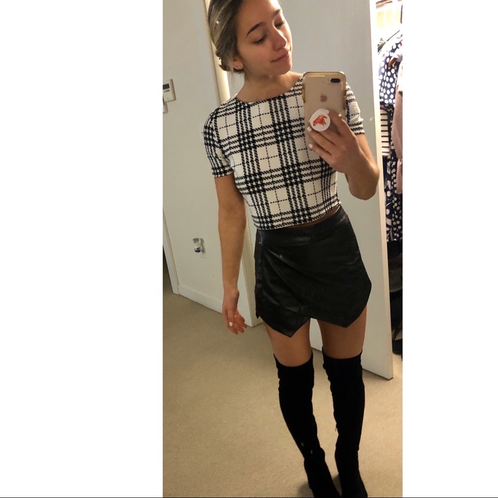 Black envelope “leather” skort